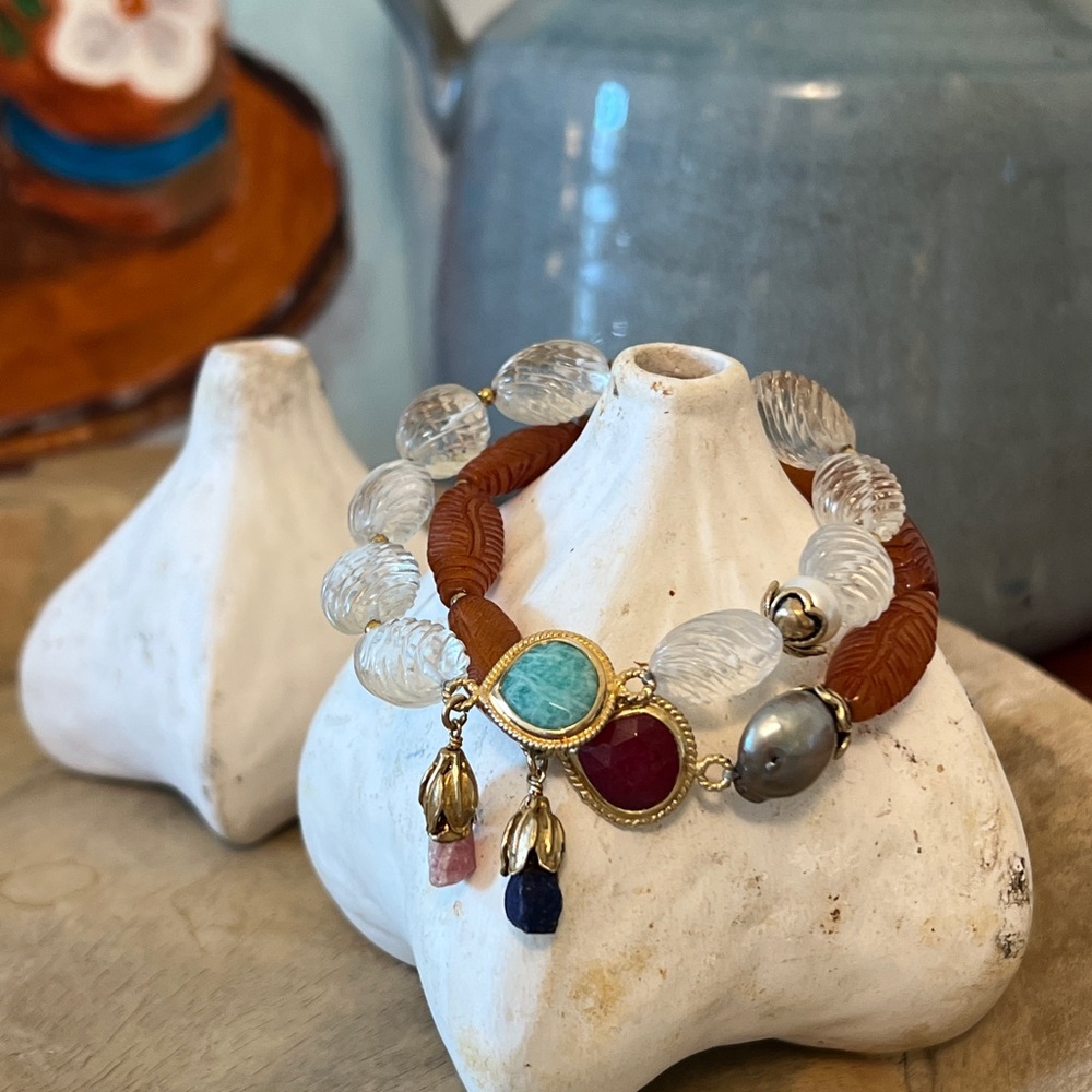 CHAN LUU Upcycled Set of Beaded Stretch Bracelets
